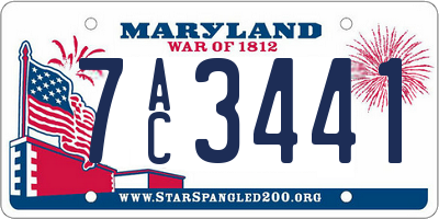 MD license plate 7AC3441