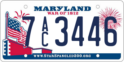 MD license plate 7AC3446