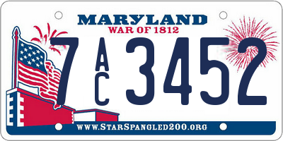 MD license plate 7AC3452