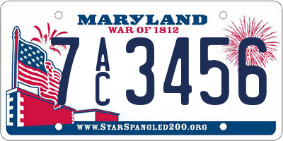 MD license plate 7AC3456