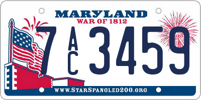 MD license plate 7AC3459