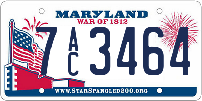 MD license plate 7AC3464