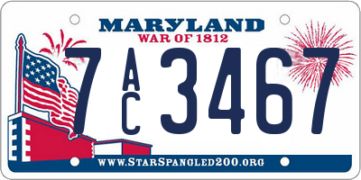 MD license plate 7AC3467