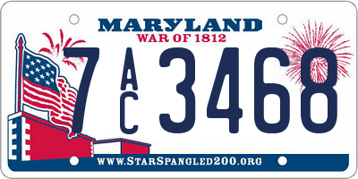 MD license plate 7AC3468