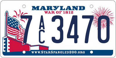 MD license plate 7AC3470