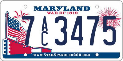 MD license plate 7AC3475