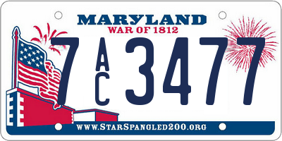 MD license plate 7AC3477