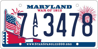 MD license plate 7AC3478