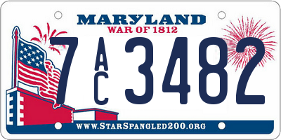 MD license plate 7AC3482