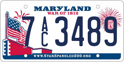 MD license plate 7AC3489