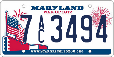 MD license plate 7AC3494