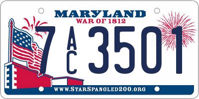 MD license plate 7AC3501