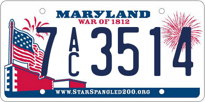 MD license plate 7AC3514