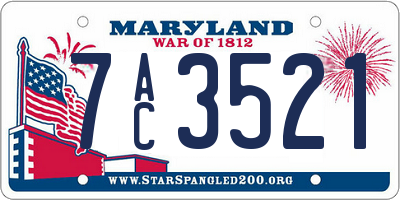 MD license plate 7AC3521