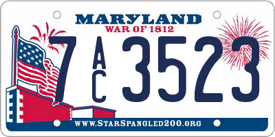 MD license plate 7AC3523