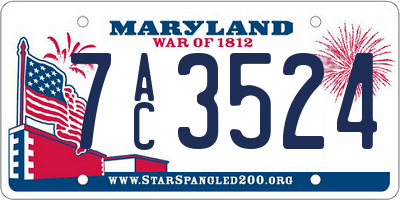 MD license plate 7AC3524