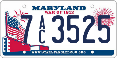 MD license plate 7AC3525