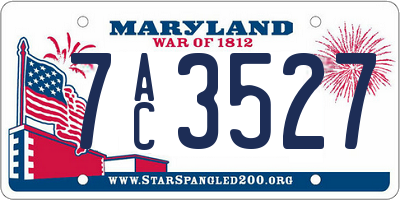 MD license plate 7AC3527