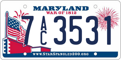 MD license plate 7AC3531