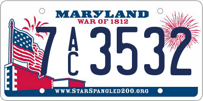 MD license plate 7AC3532