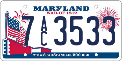 MD license plate 7AC3533