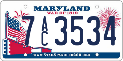 MD license plate 7AC3534