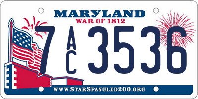 MD license plate 7AC3536