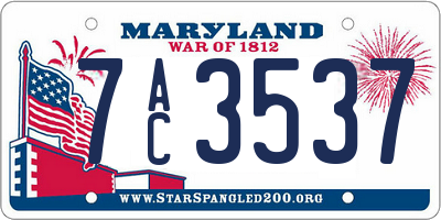 MD license plate 7AC3537
