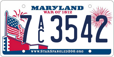 MD license plate 7AC3542