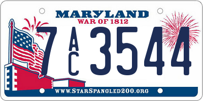 MD license plate 7AC3544