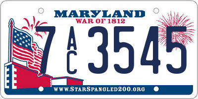 MD license plate 7AC3545