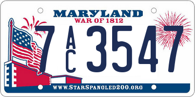 MD license plate 7AC3547