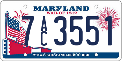 MD license plate 7AC3551