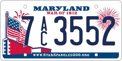 MD license plate 7AC3552