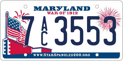 MD license plate 7AC3553