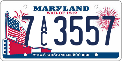 MD license plate 7AC3557