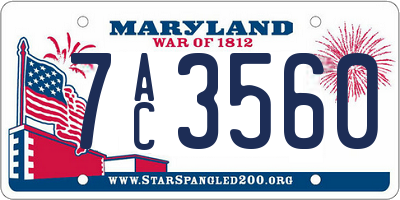 MD license plate 7AC3560