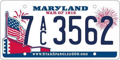 MD license plate 7AC3562