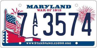 MD license plate 7AC3574