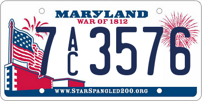 MD license plate 7AC3576
