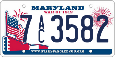 MD license plate 7AC3582