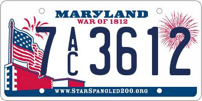 MD license plate 7AC3612
