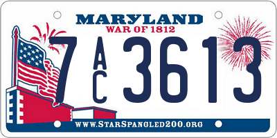 MD license plate 7AC3613