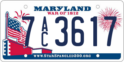 MD license plate 7AC3617