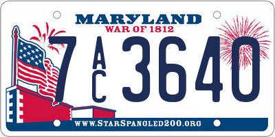 MD license plate 7AC3640