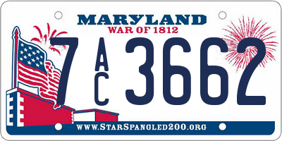 MD license plate 7AC3662