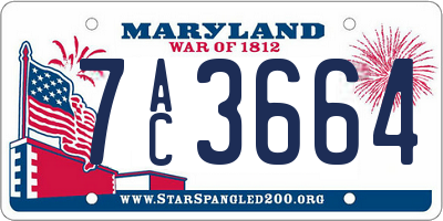 MD license plate 7AC3664