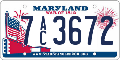 MD license plate 7AC3672