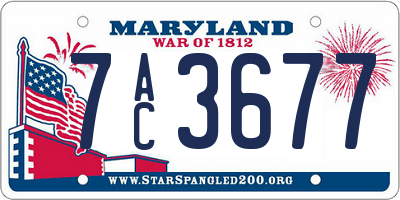 MD license plate 7AC3677