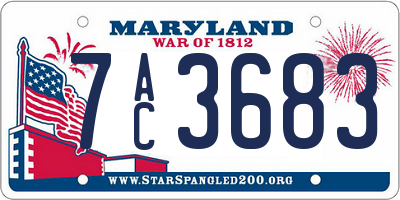 MD license plate 7AC3683